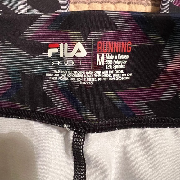 FILA Sport Neon Star Running Leggings Womens‎ Medium Activewear Tights - Picture 3 of 5